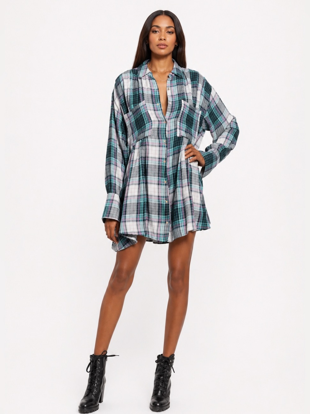 FREE PEOPLE The Voyage Shirtdress In Twilight
